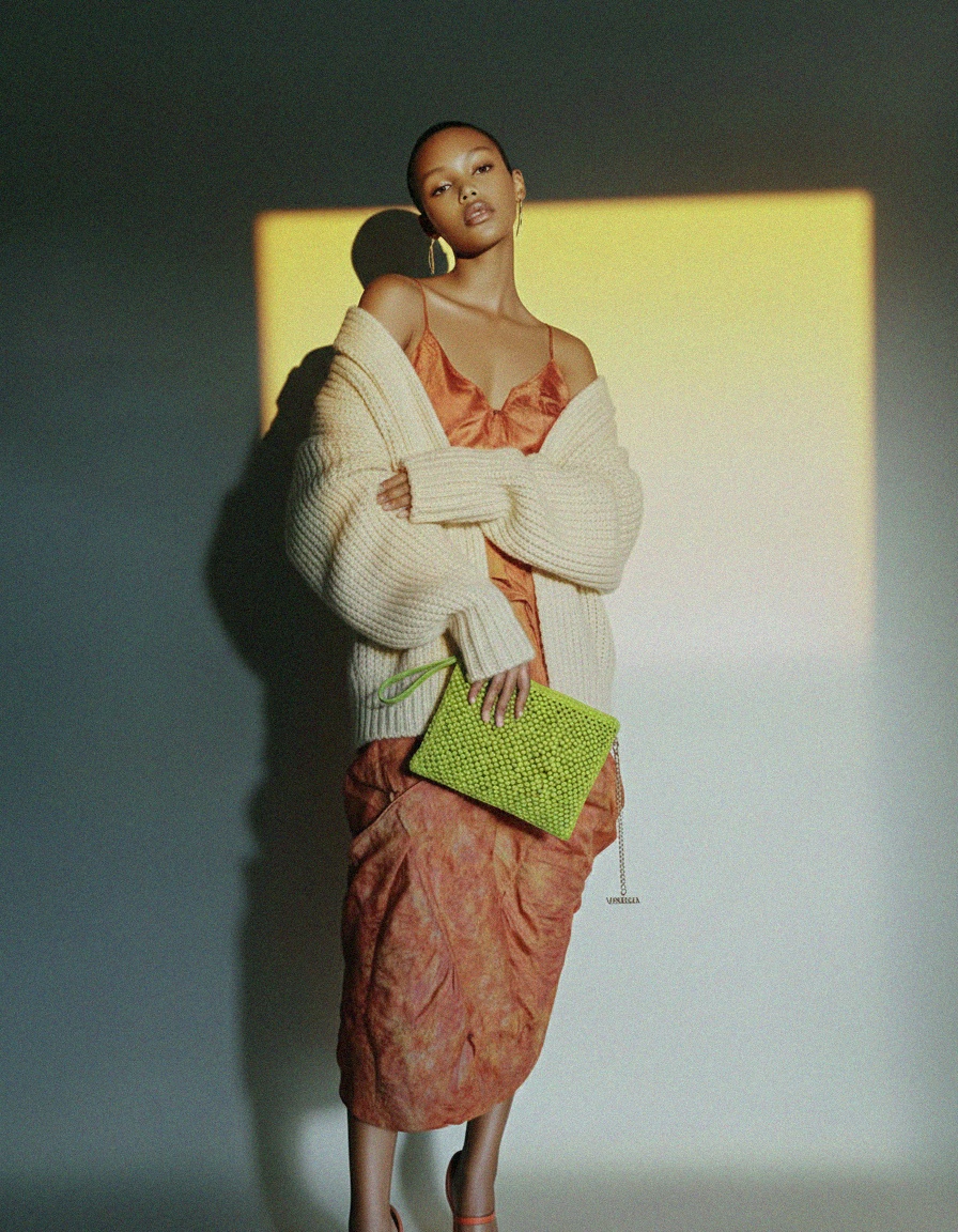 Vibrant Green Crochet Clutch Bag with Wrist Strap photo 2