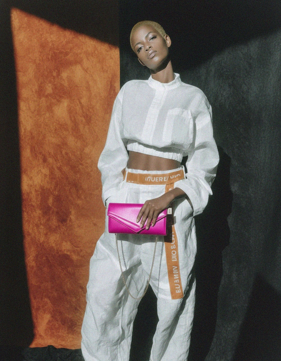 Vibrant Pink Envelope Clutch with Gold Chain Strap photo 3