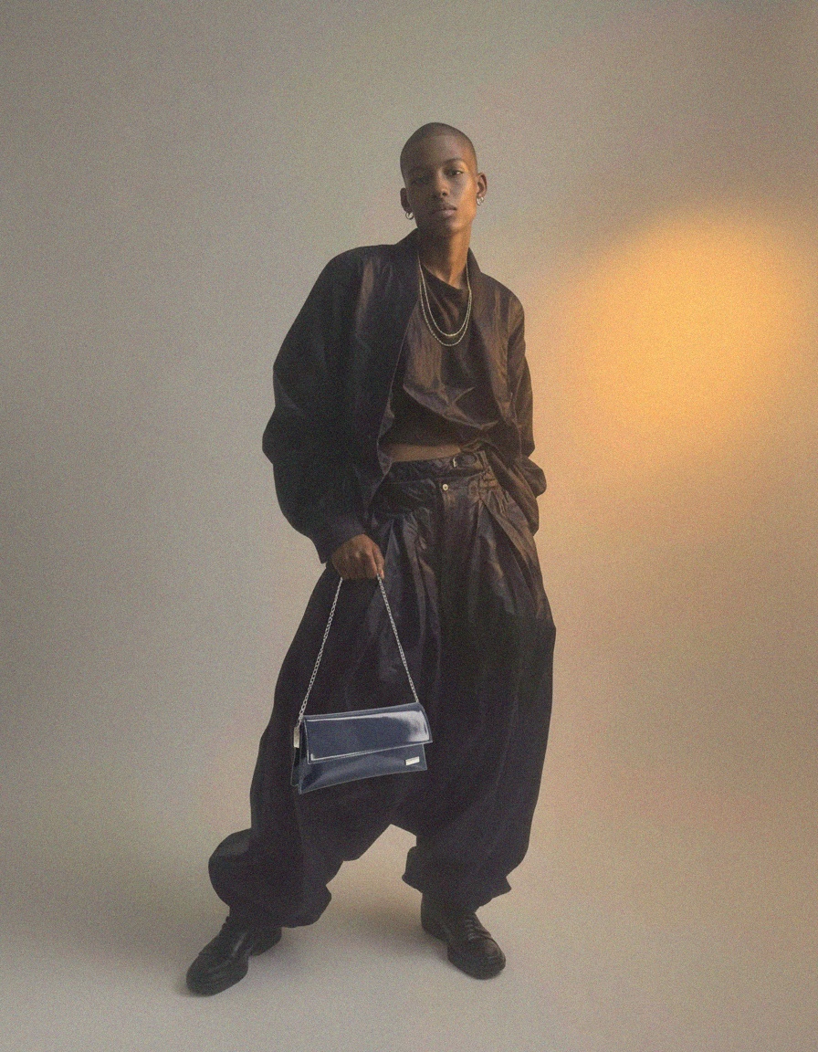 Elegant Navy Patent Clutch Bag with Chain Strap photo 3