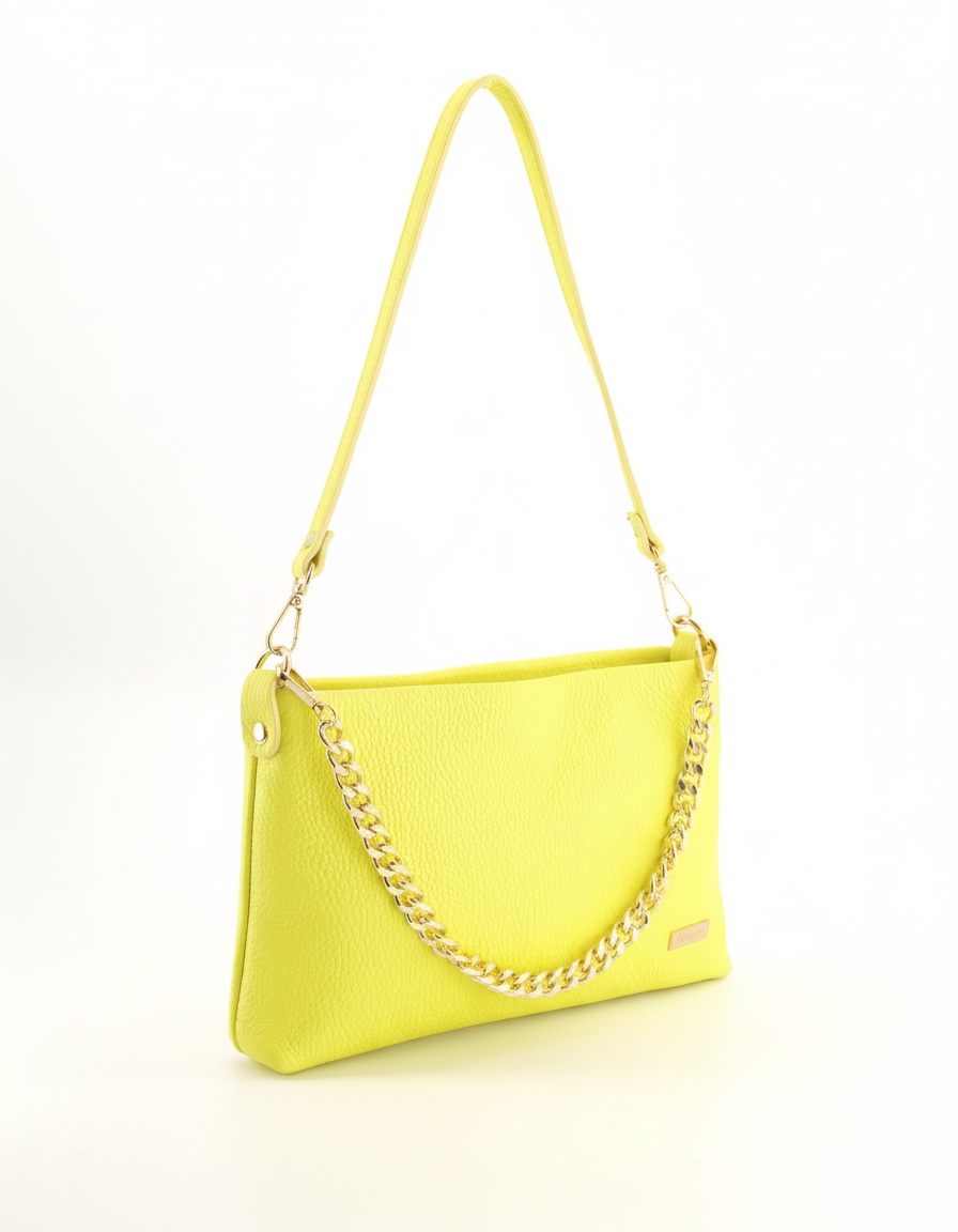 Bright Yellow Crossbody Bag with Gold Chain Detail photo 1