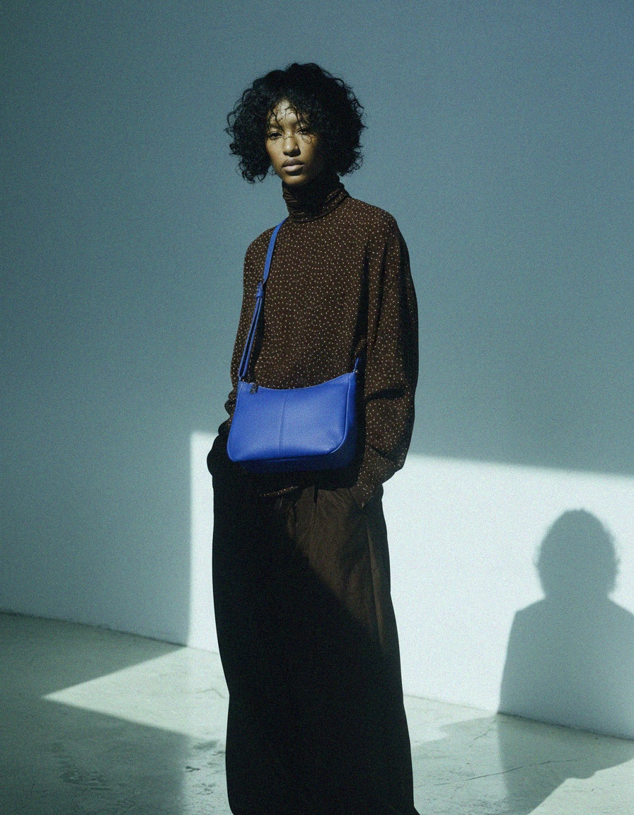 Vibrant Blue Leather Crossbody Shoulder Bag photo 2