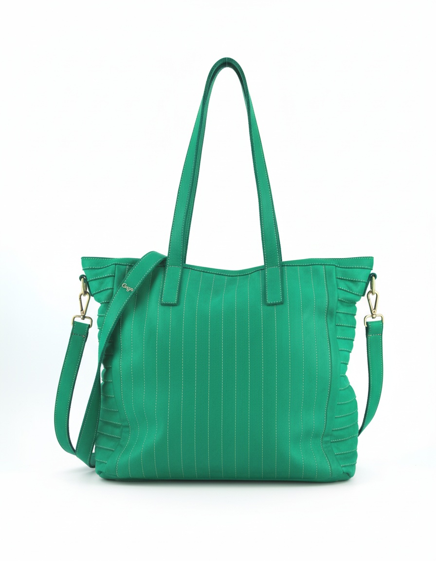 Emerald Green Leather Tote Bag with Detachable Strap photo 1