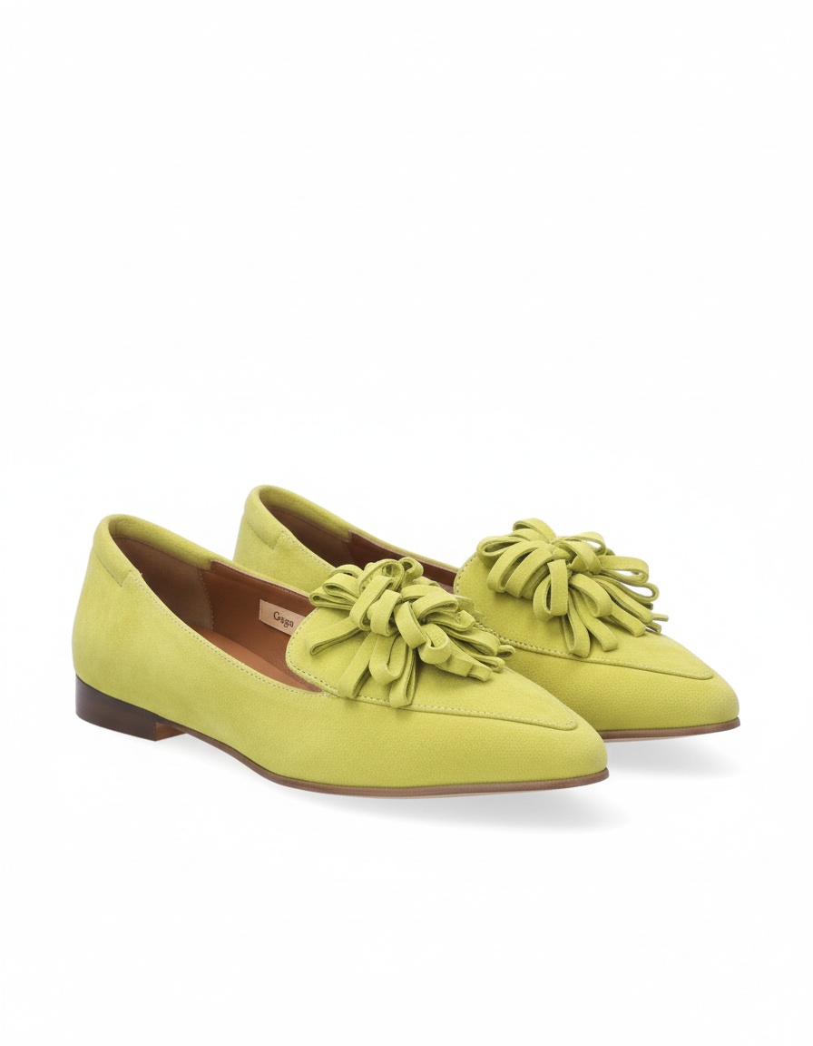 Chic Green Suede Tassel Loafers photo 1