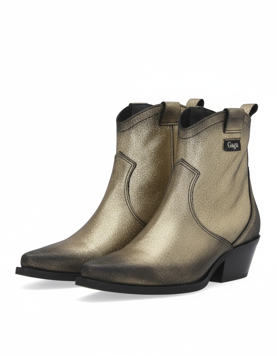 Shimmering Gold Western Ankle Boots photo 1