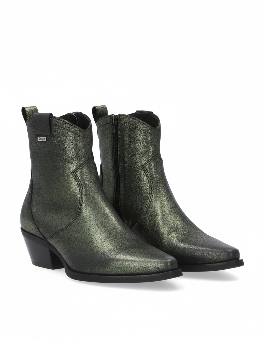 Metallic Green Ankle Boots with Pointed Toe photo 1