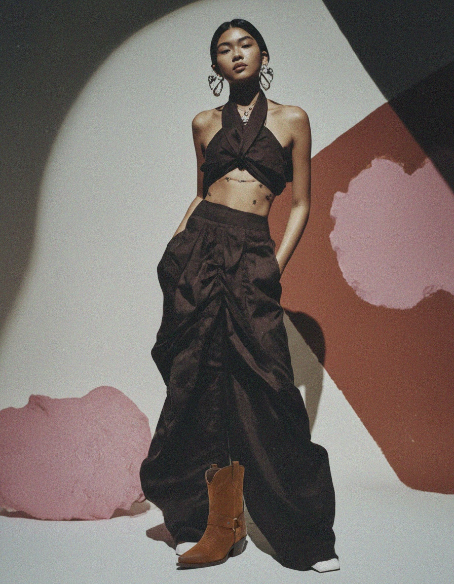 Brown Suede Western Ankle Boots with Harness Detail photo 3