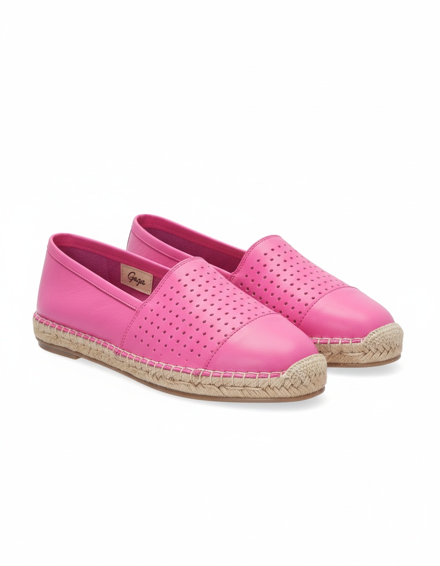 Pink Perforated Slip-On Espadrille Flats photo 1
