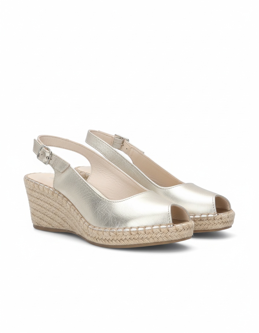 Metallic Gold Slingback Espadrille Wedge Sandals photo 1