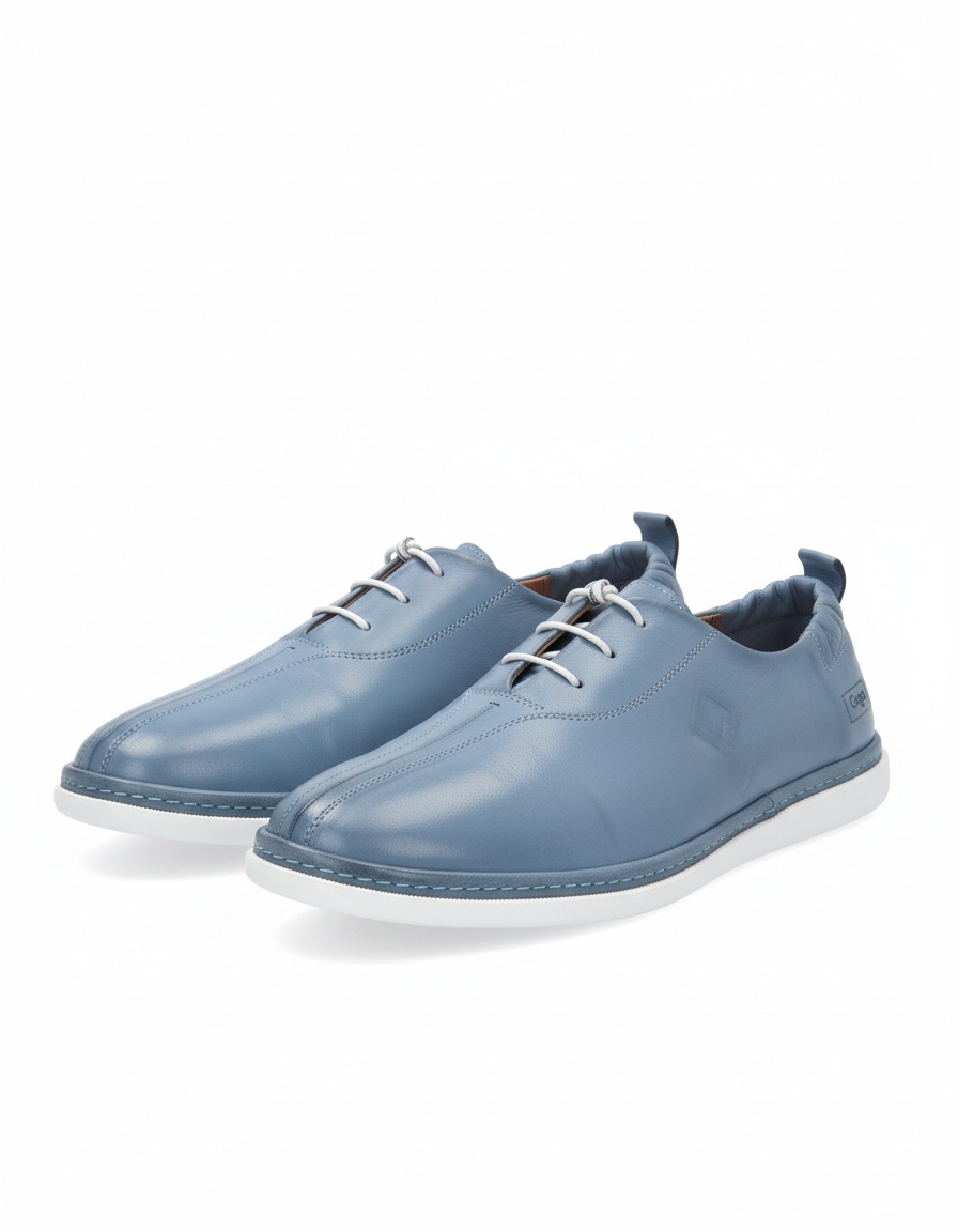 Light Blue Leather Lace-up Shoes photo 1