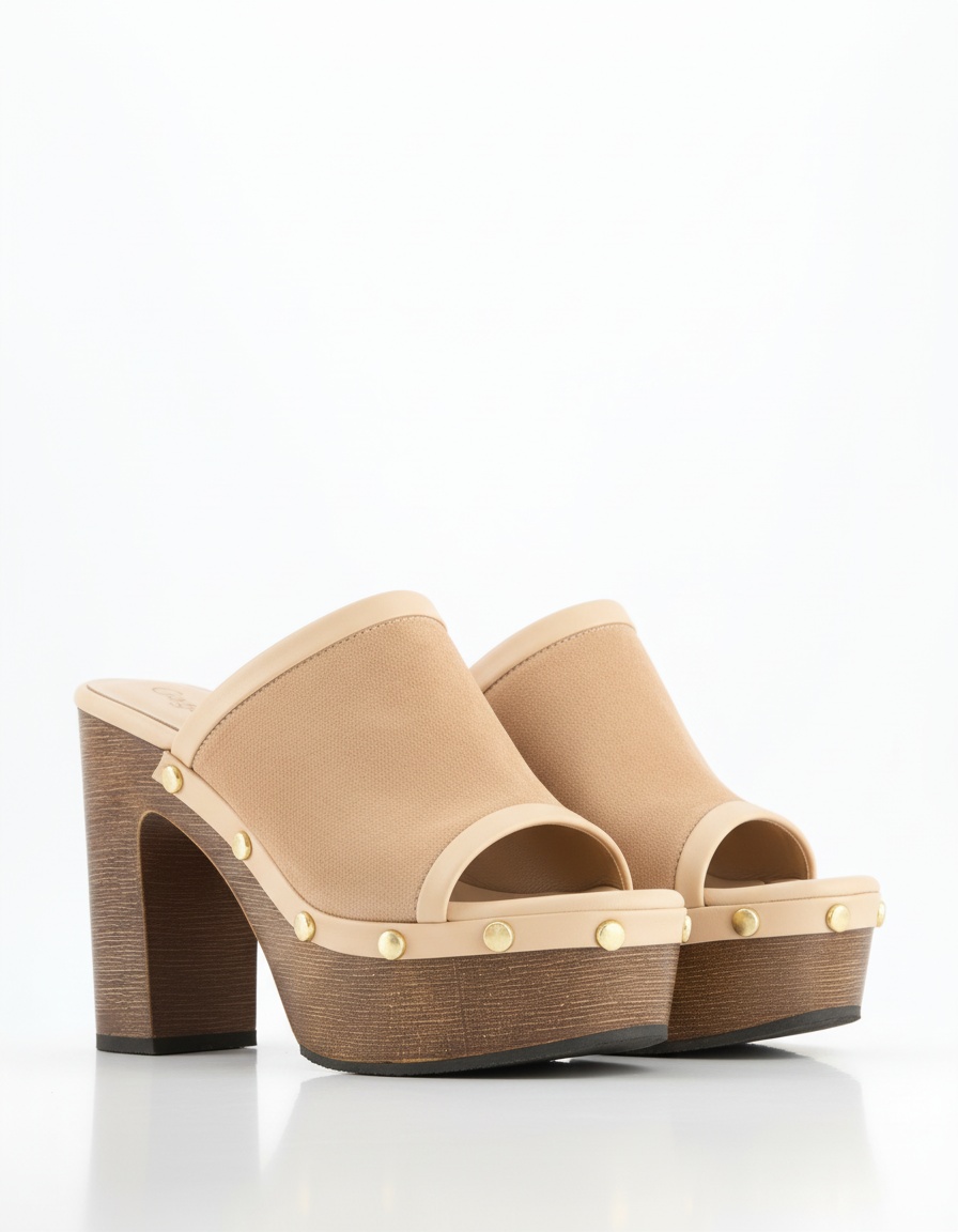 Beige Suede Platform Mules photo 1