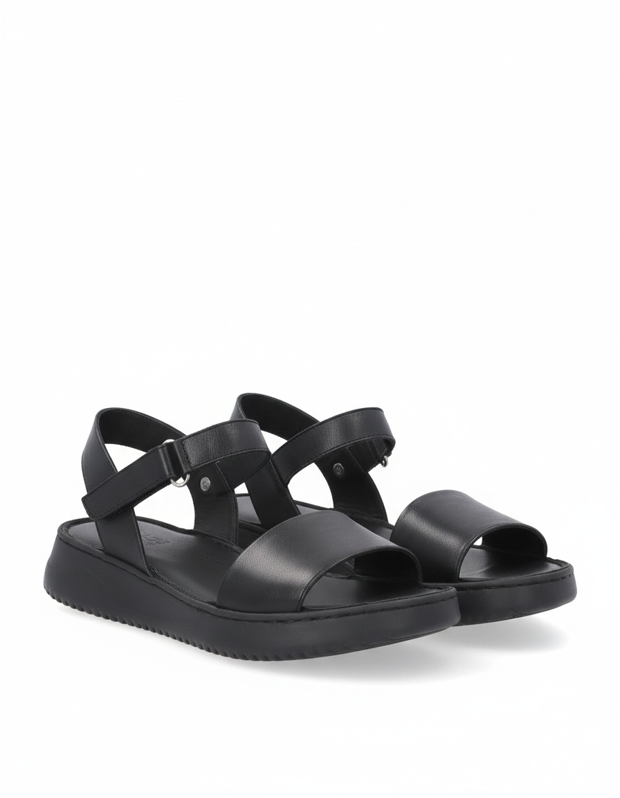 Black Leather Ankle Strap Platform Sandals photo 1