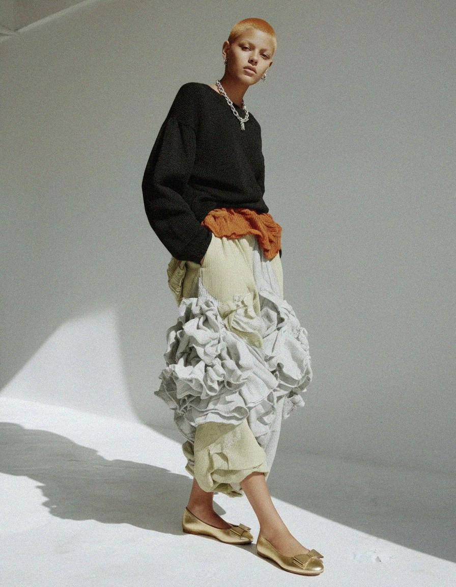 Gold Metallic Ballet Flats with Bow Detail photo 2