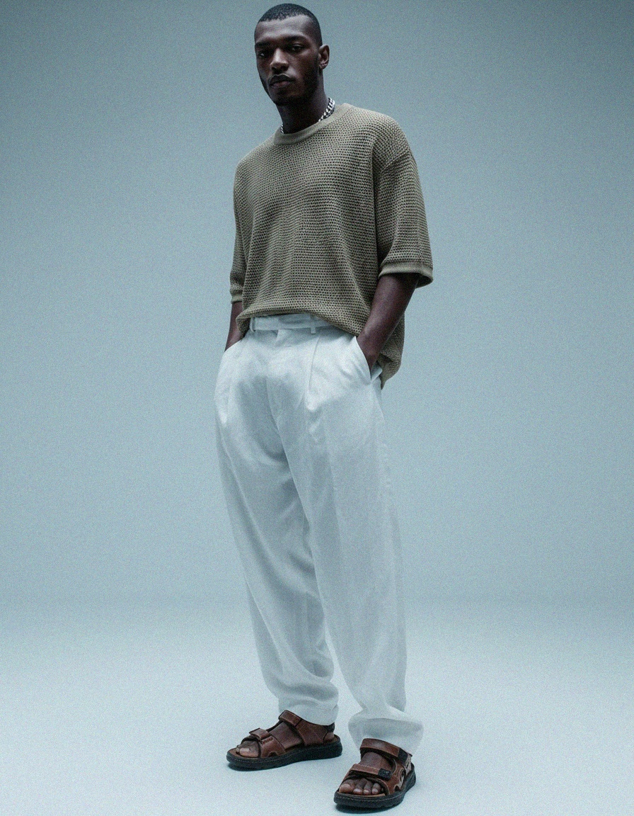 Adjustable Strap Brown Leather Comfort Sandals photo 3