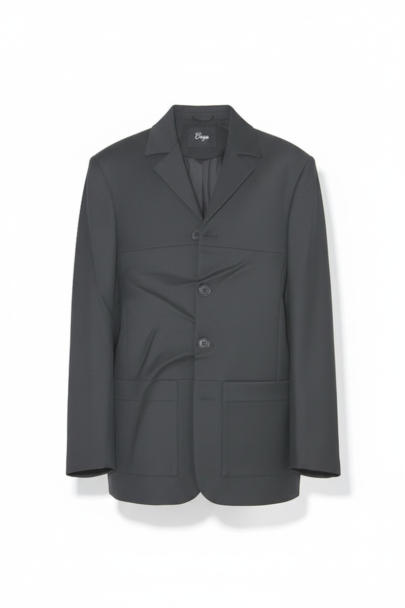 Dark Grey Oversize Blazer with Front Pockets photo 1