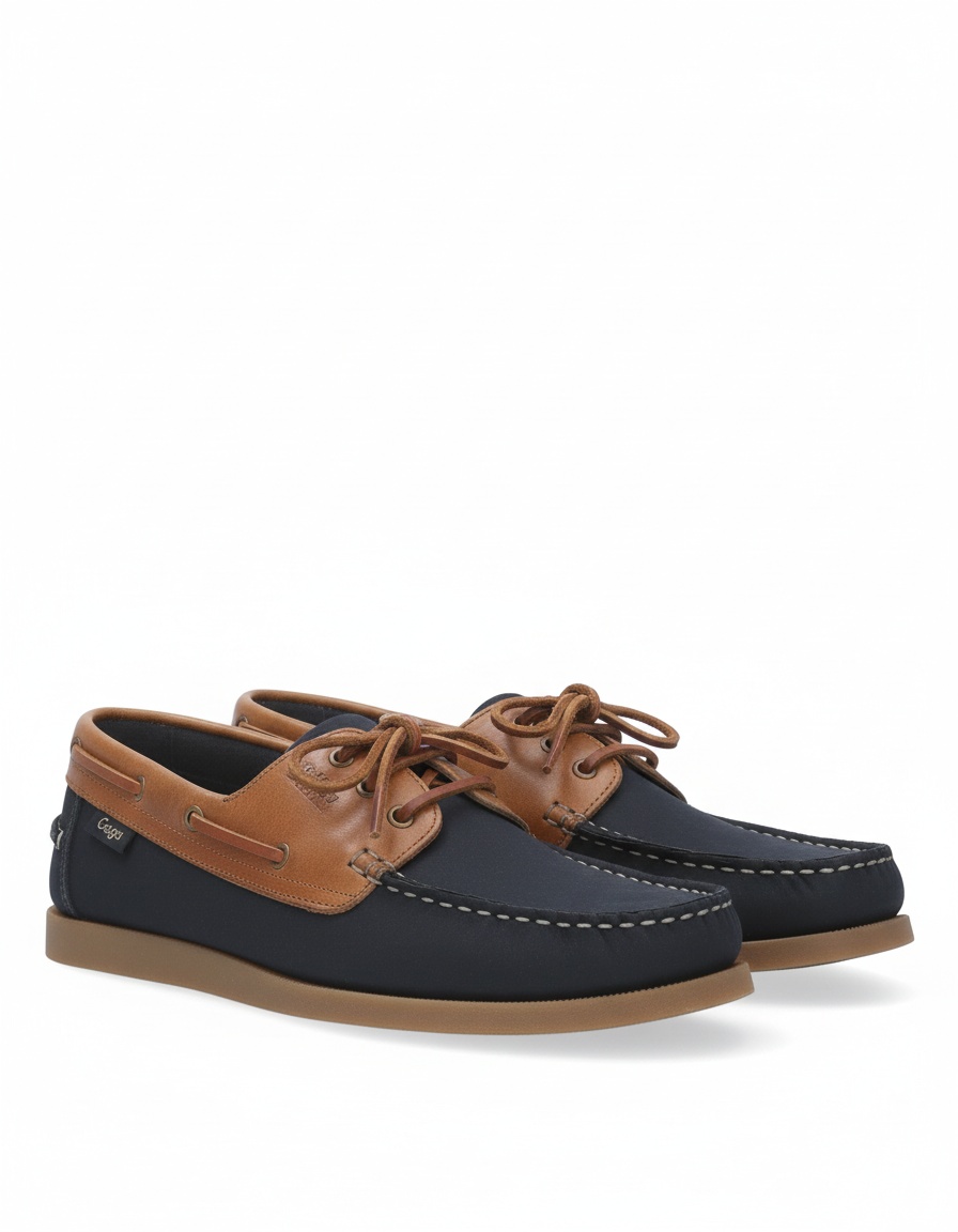 Classic Two-Tone Boat Shoes with Leather Lacing photo 1