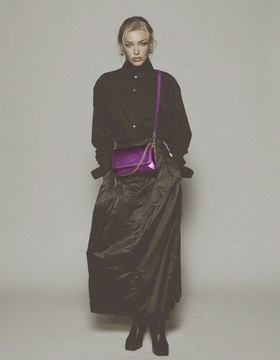 Venezia Shimmering Purple Metallic Mini Bag photo 2