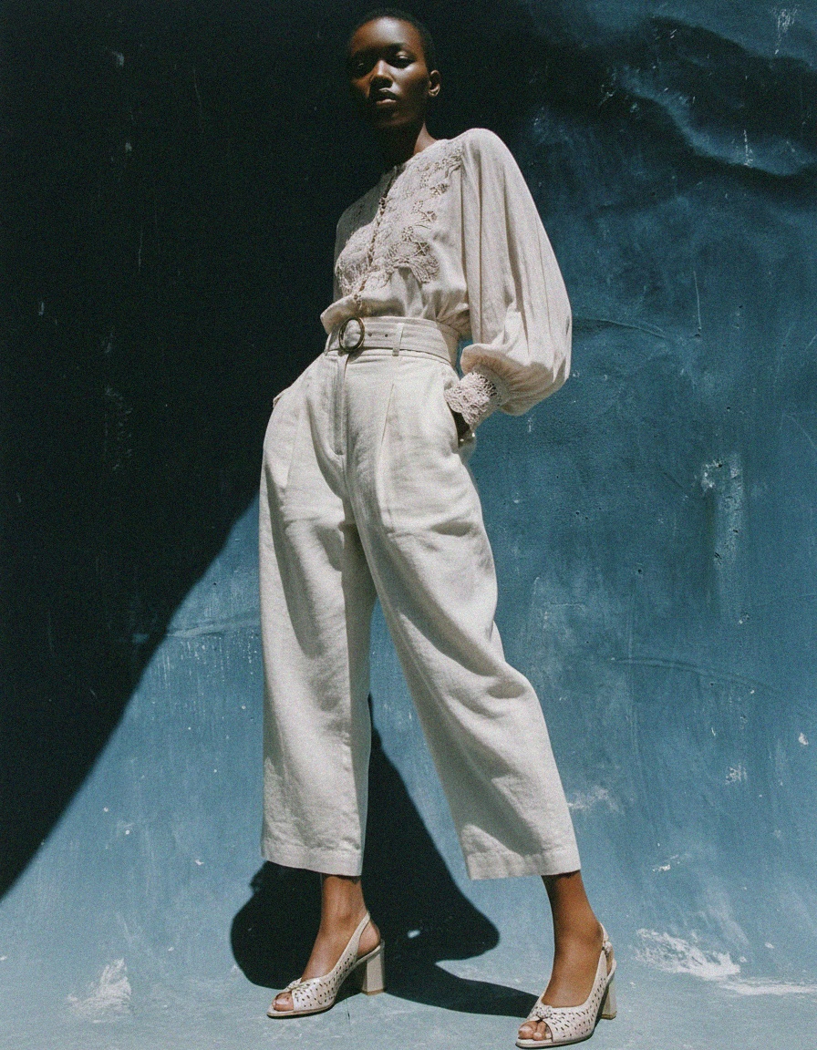 Shimmer Beige Perforated Block Heel Sandal photo 3