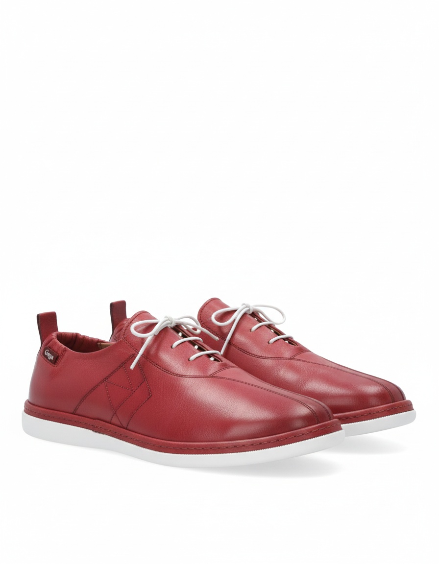 Red Leather Lace-Up Sneakers photo 1