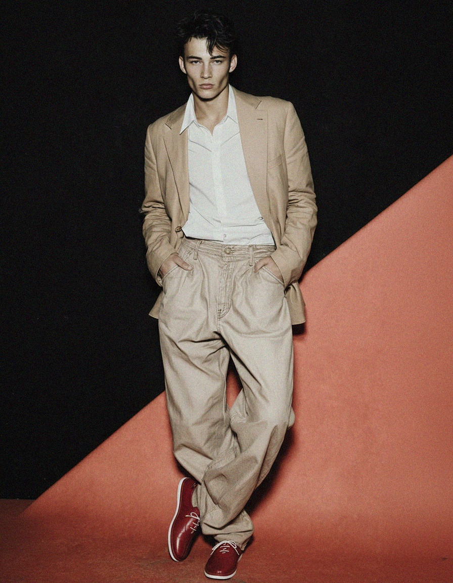 Red Leather Lace-Up Sneakers photo 3