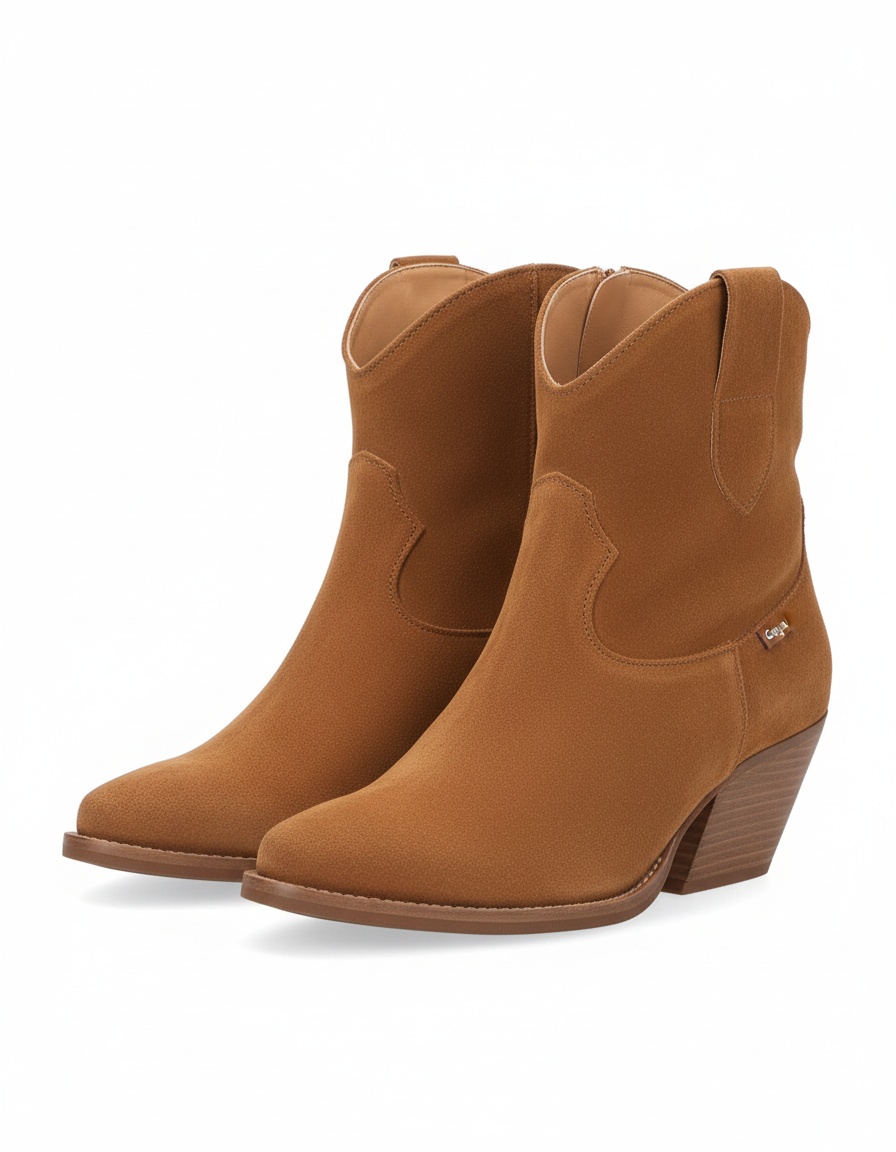 Classic Brown Suede Ankle Boots with Block Heel photo 1