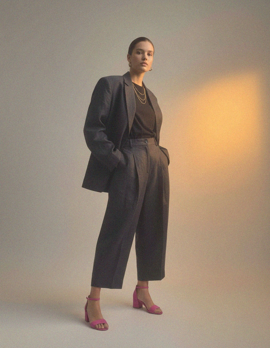 Pink Suede Block Heel Ankle Strap Sandals photo 3