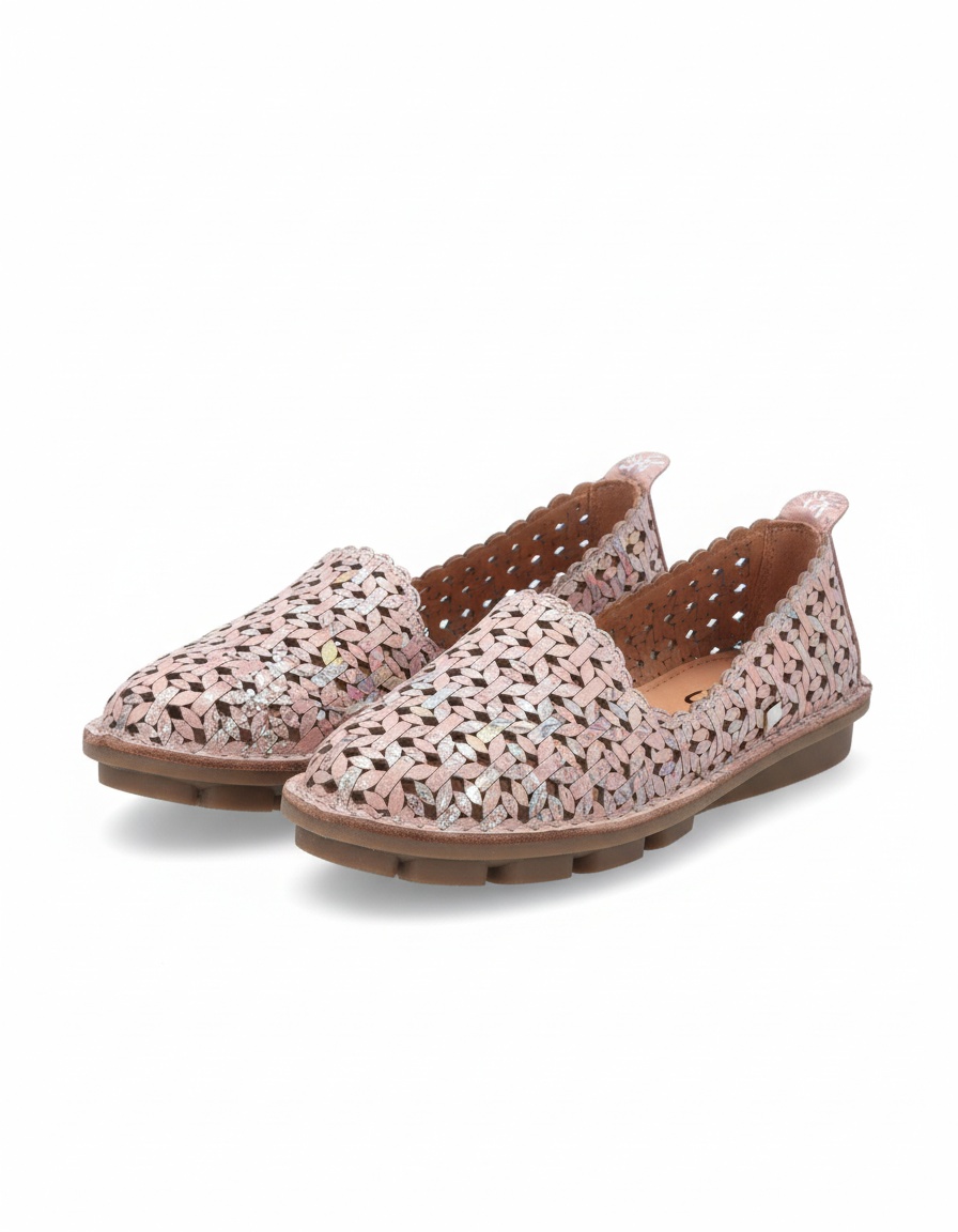 Pink Woven Loafers with Iridescent Detail photo 1