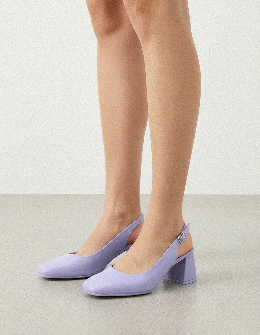 Purple Block Heel Slingback Pumps photo 2