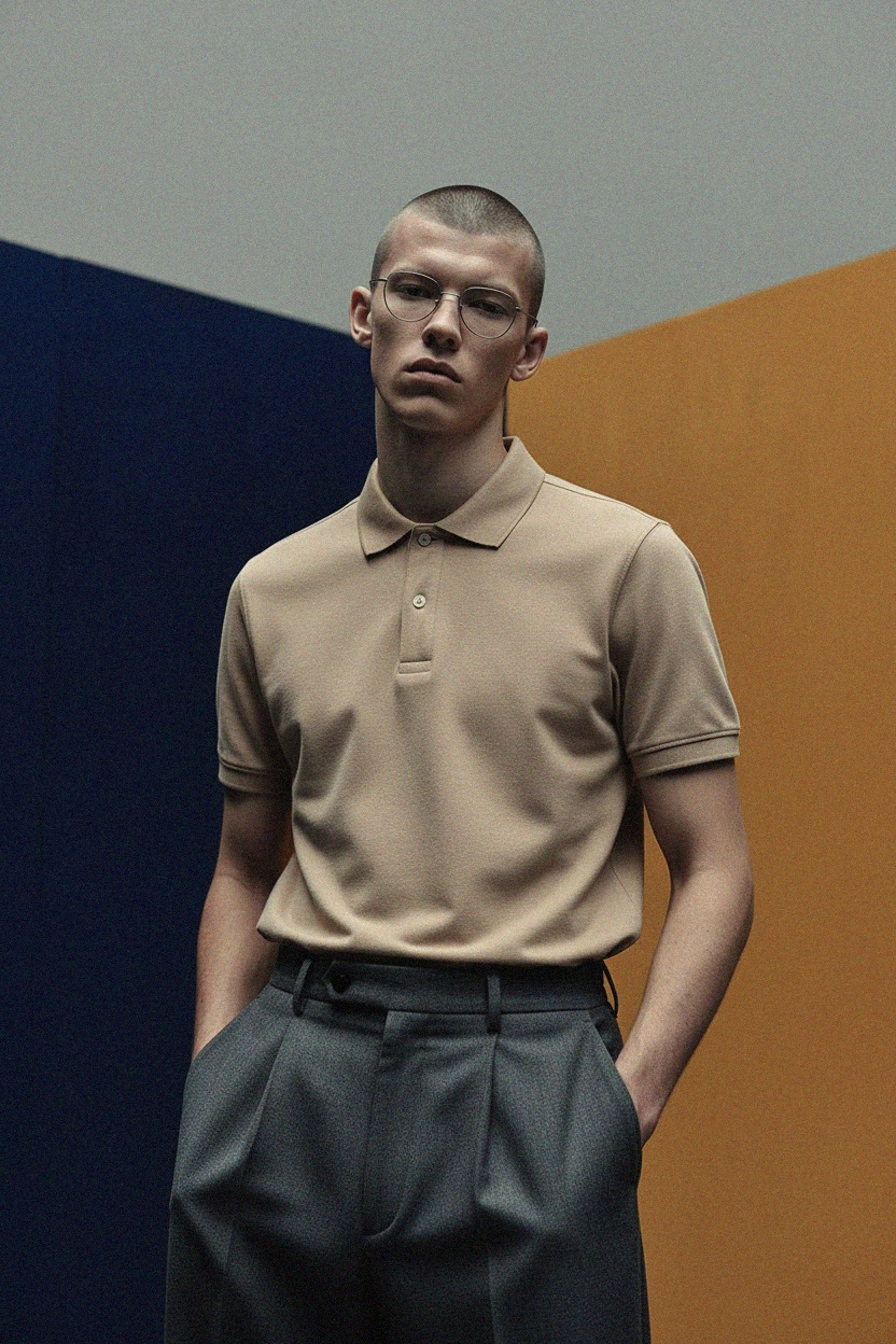 Classic Beige Short Sleeve Polo Shirt photo 2