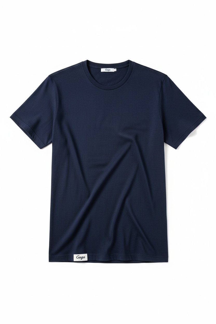Navy Blue Short Sleeve Crew Neck T-Shirt photo 1