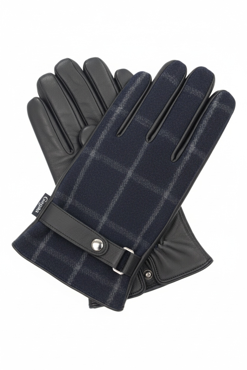 Classic Plaid & Leather Gloves photo 1