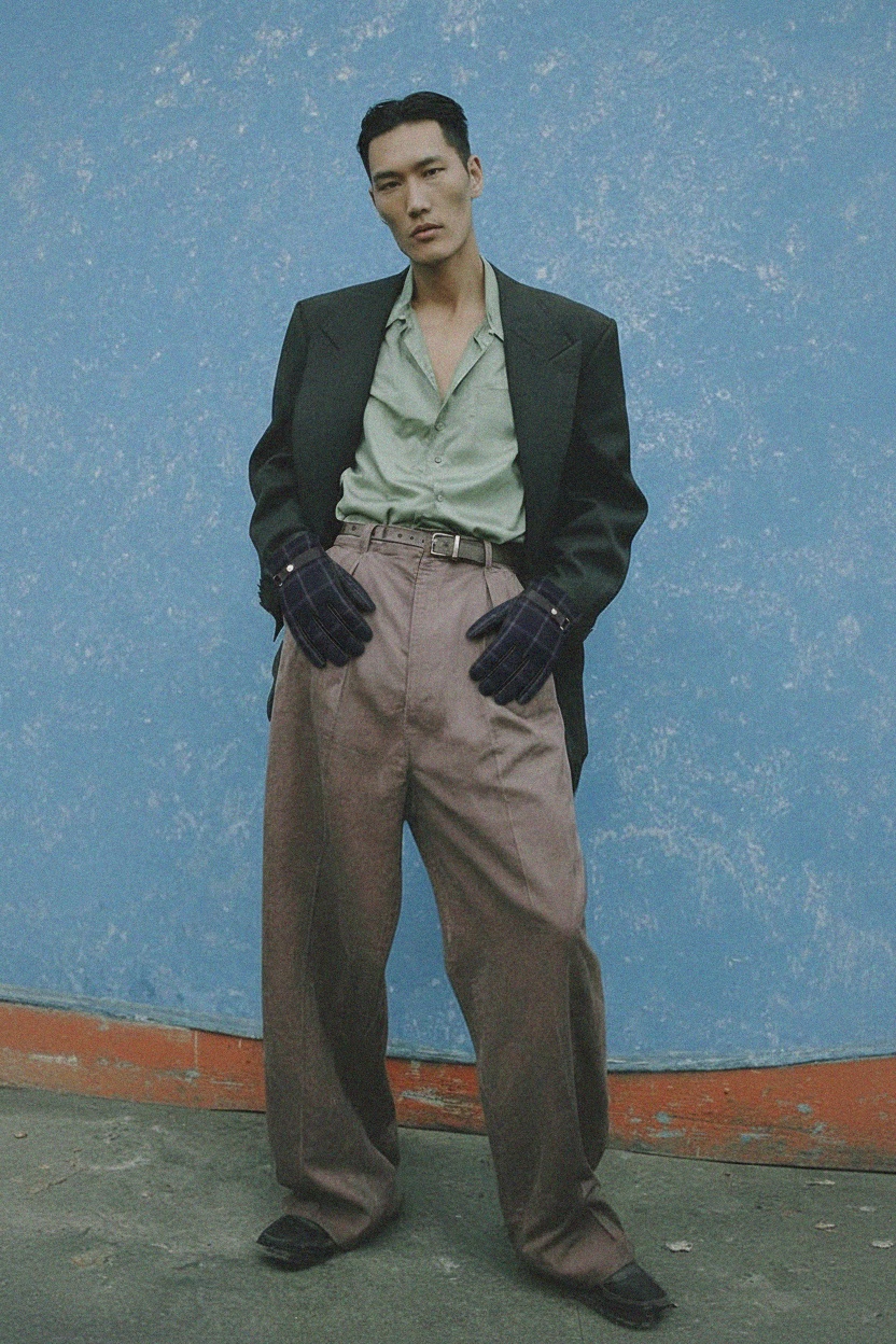 Classic Plaid & Leather Gloves photo 2