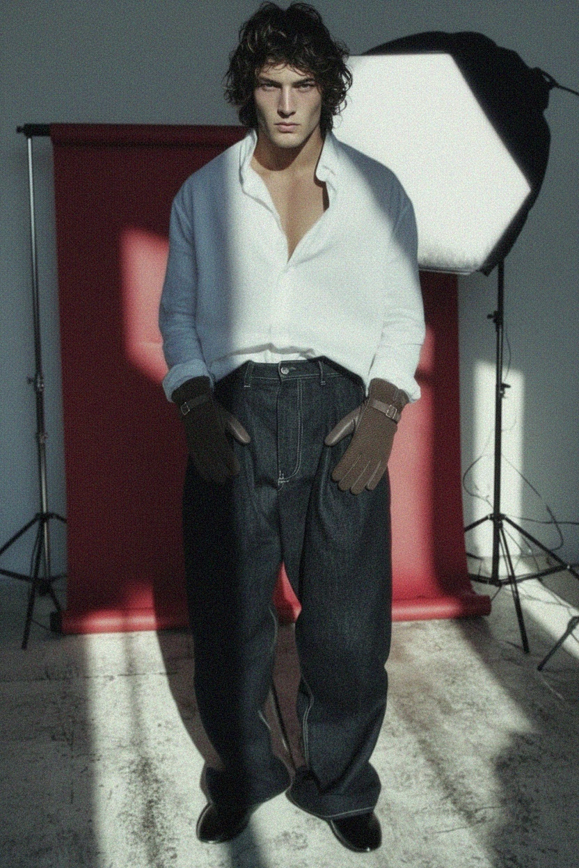 Classic Leather & Tweed Gloves with Adjustable Strap photo 2