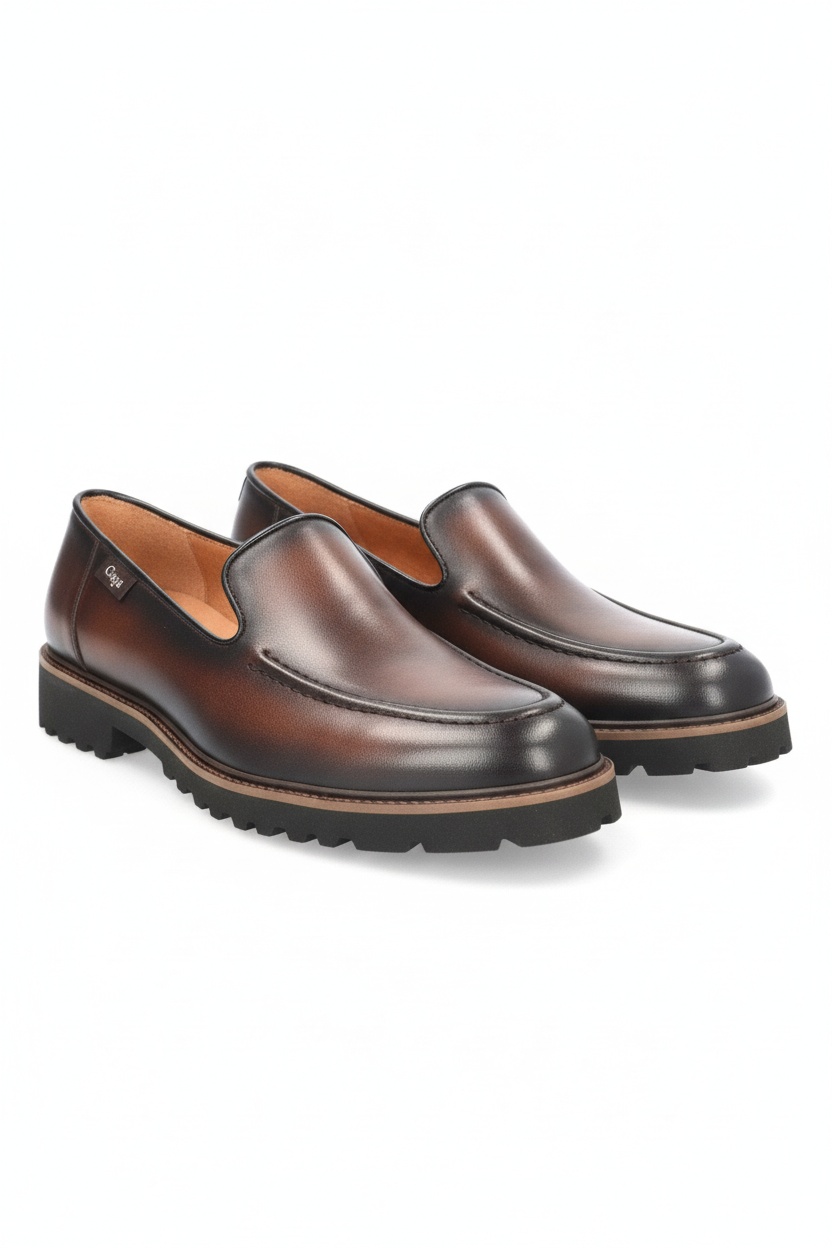 Burnished Leather Loafers with Lug Sole photo 1