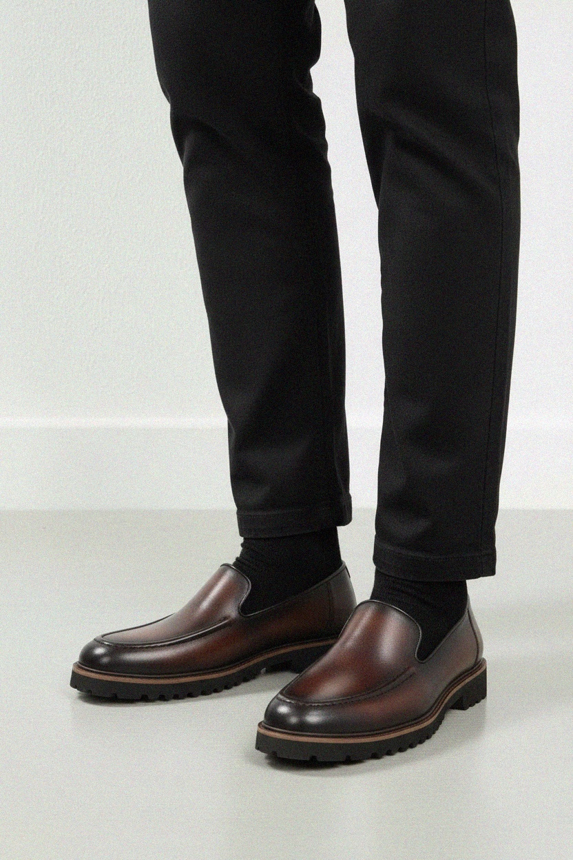 Burnished Leather Loafers with Lug Sole photo 2