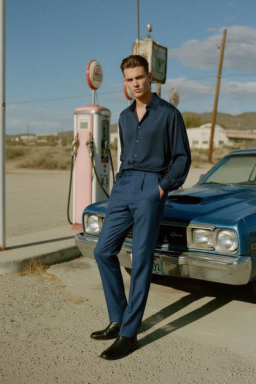 Blue Regular Fit Dress Pants photo 3