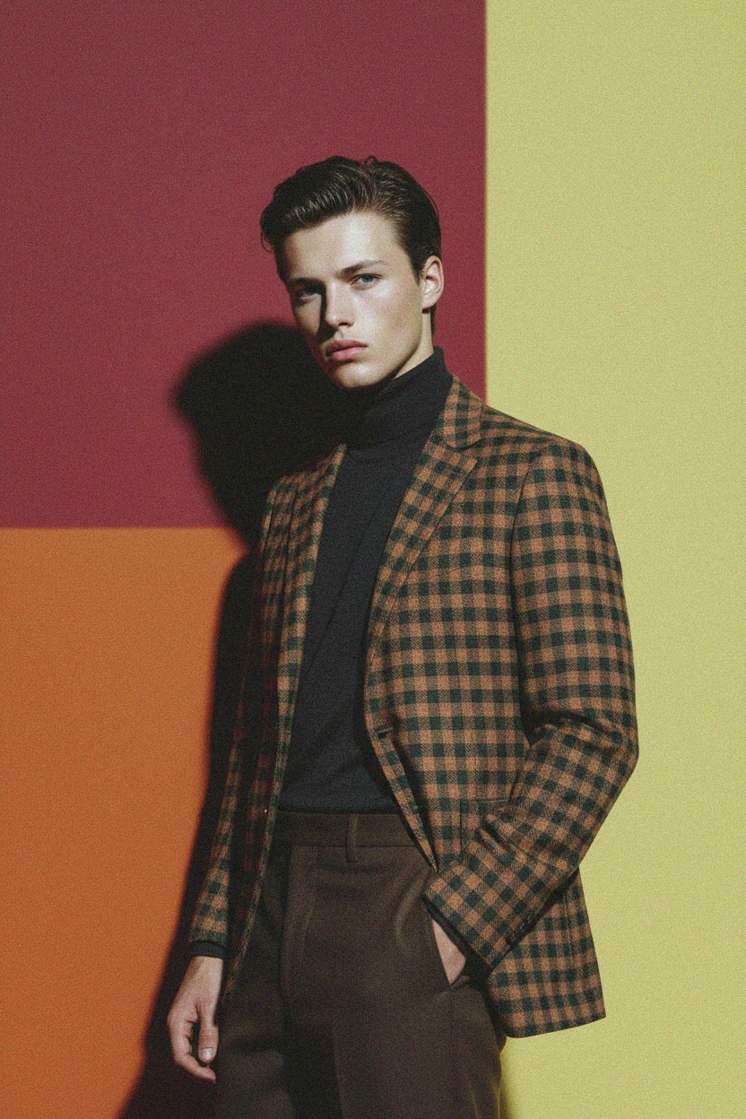 Brown & Green Check Blazer photo 3