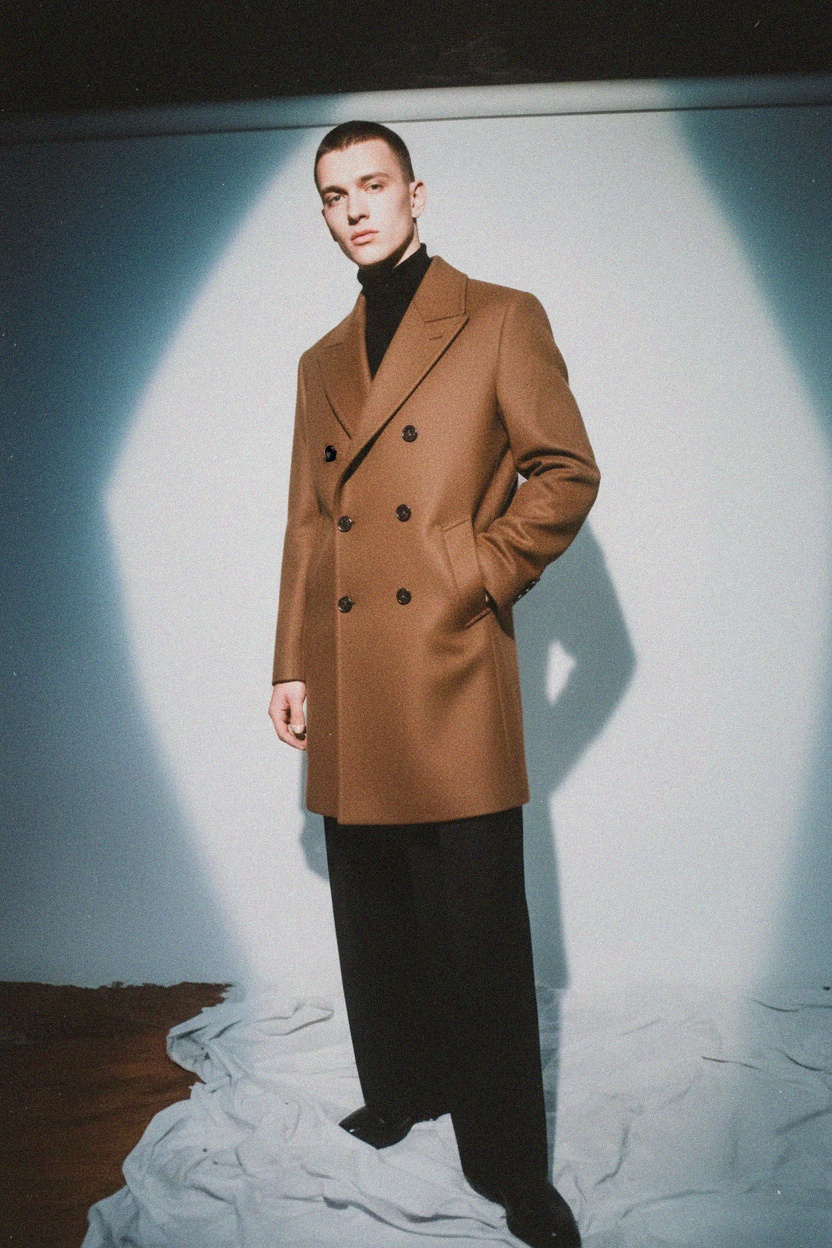 Classic Brown Double-Breasted Coat photo 2