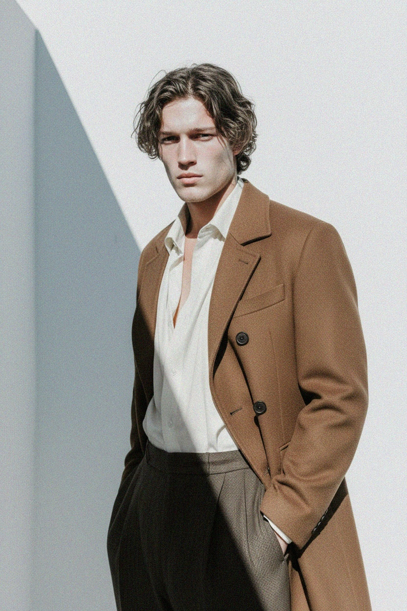 Classic Brown Double-Breasted Coat photo 3