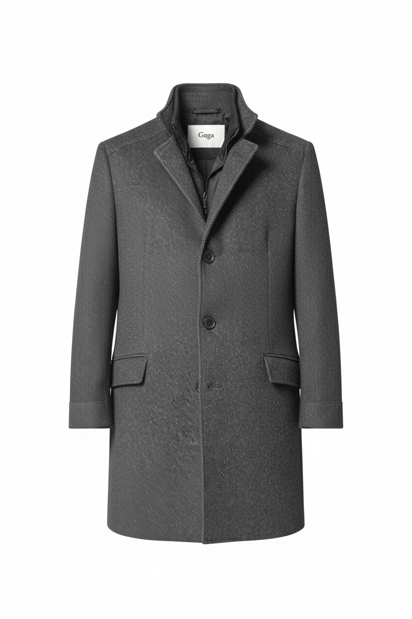 Elegant Grey Textured Overcoat photo 1