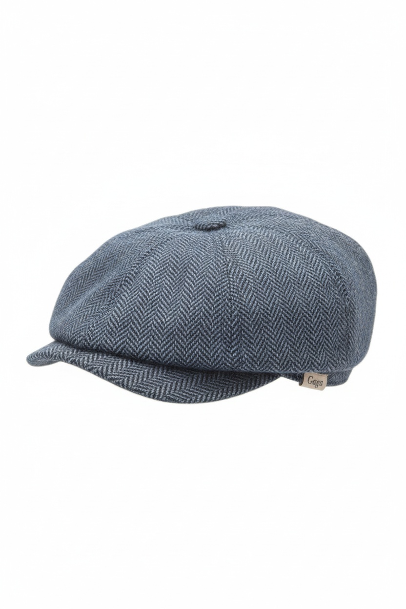 Classic Blue Herringbone Flat Cap photo 1