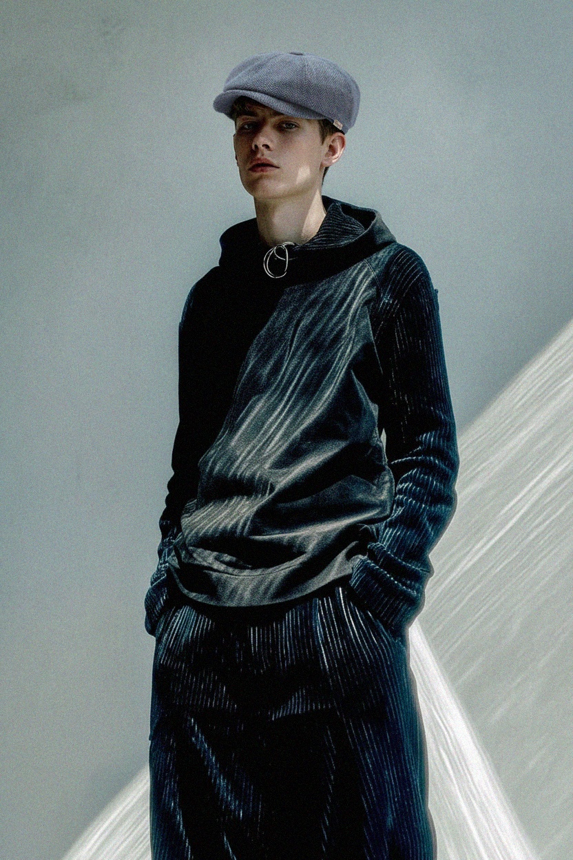 Classic Blue Herringbone Flat Cap photo 3