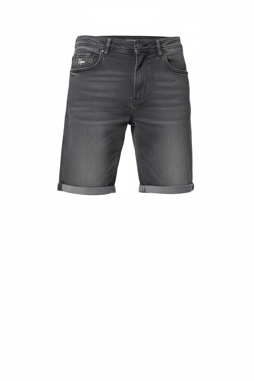 Cuffed Grey Denim Shorts photo 1