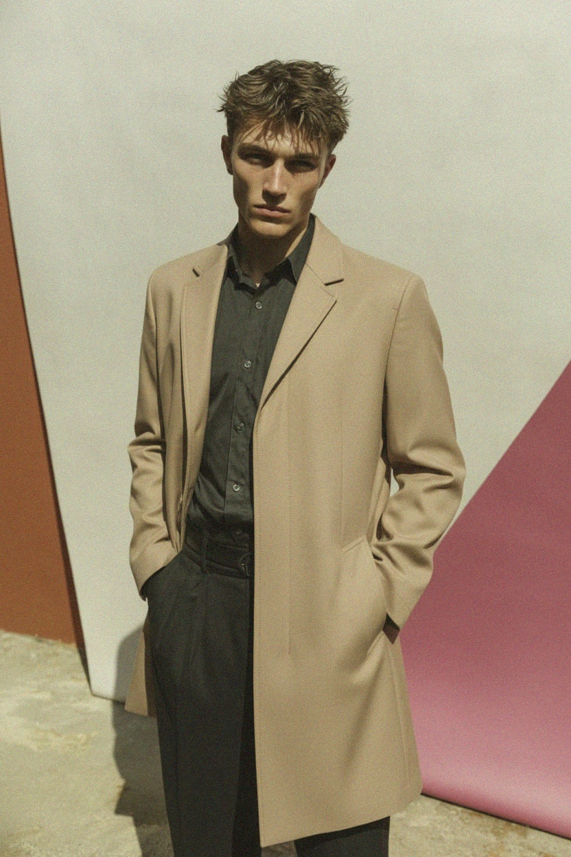 Classic Beige Mid-Length Coat photo 3