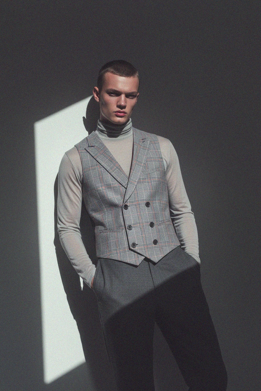 Plaid Double-Breasted Vest photo 2