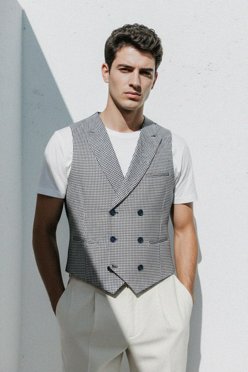 Stylish Patterned Double-Breasted Top photo 3