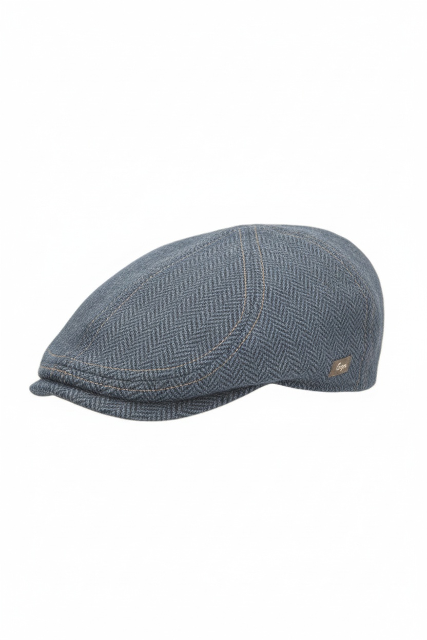 Classic Blue Herringbone Flat Cap photo 1