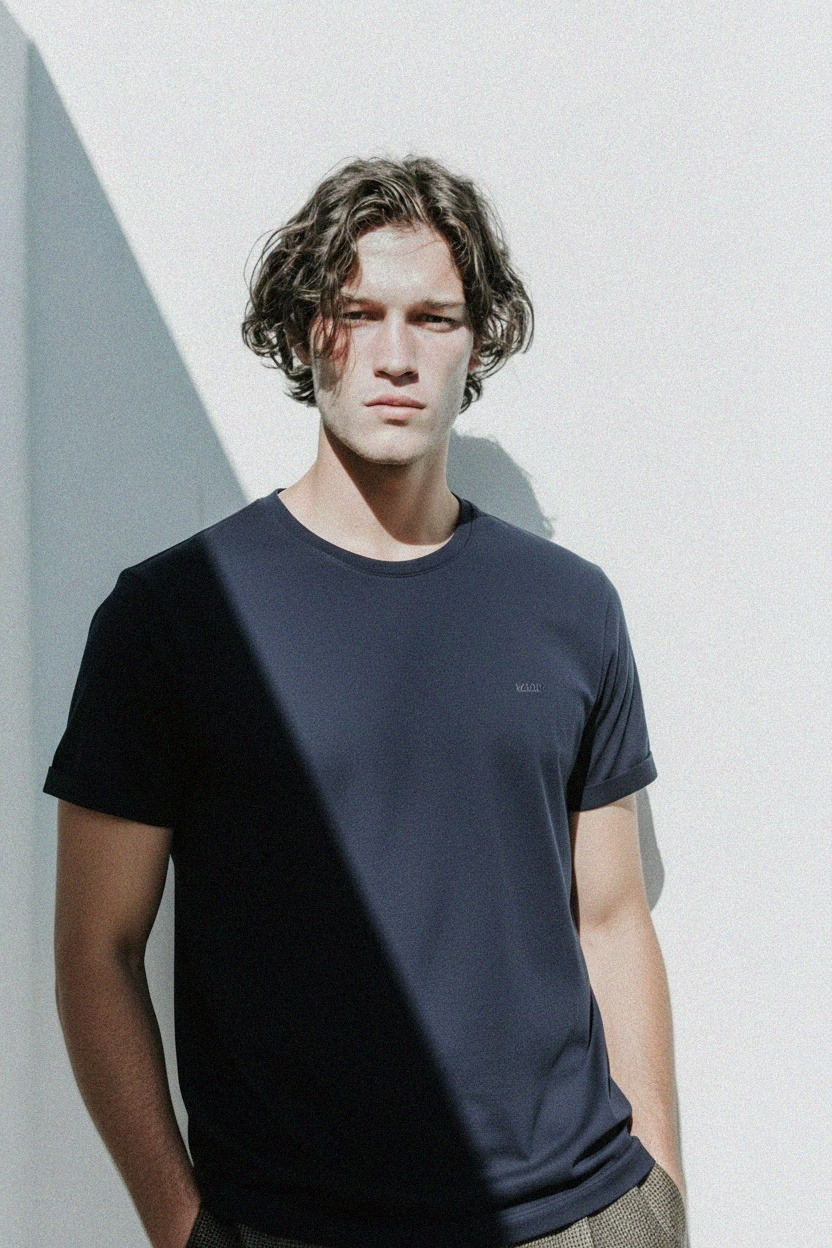 Navy Blue Crew Neck T-shirt photo 2