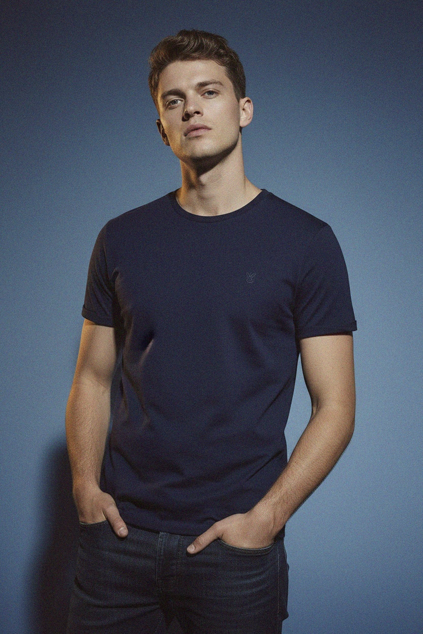 Navy Blue Crew Neck T-shirt photo 3