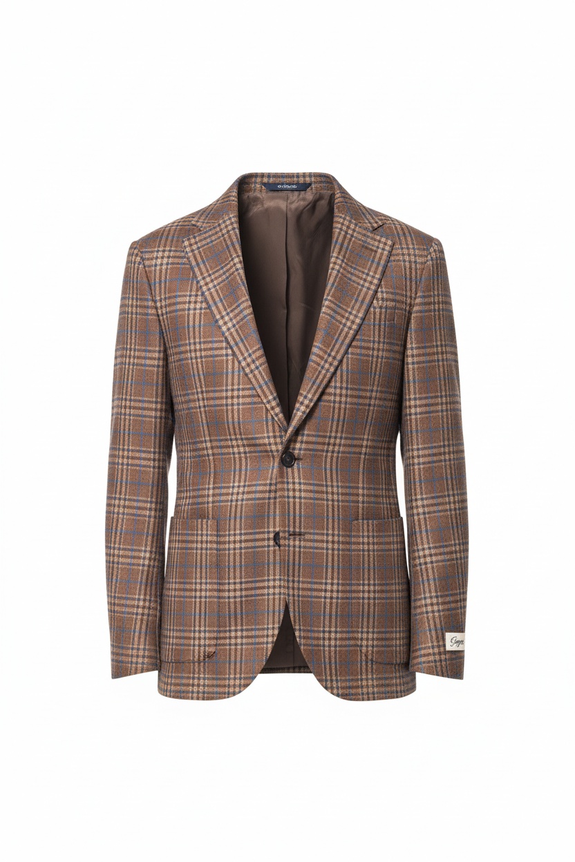 Plaid Blazer with Blue and Brown Pattern photo 1