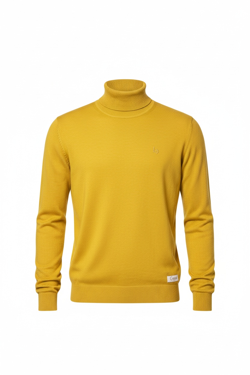 Classic Knit Turtleneck Sweater in Vibrant Yellow photo 1